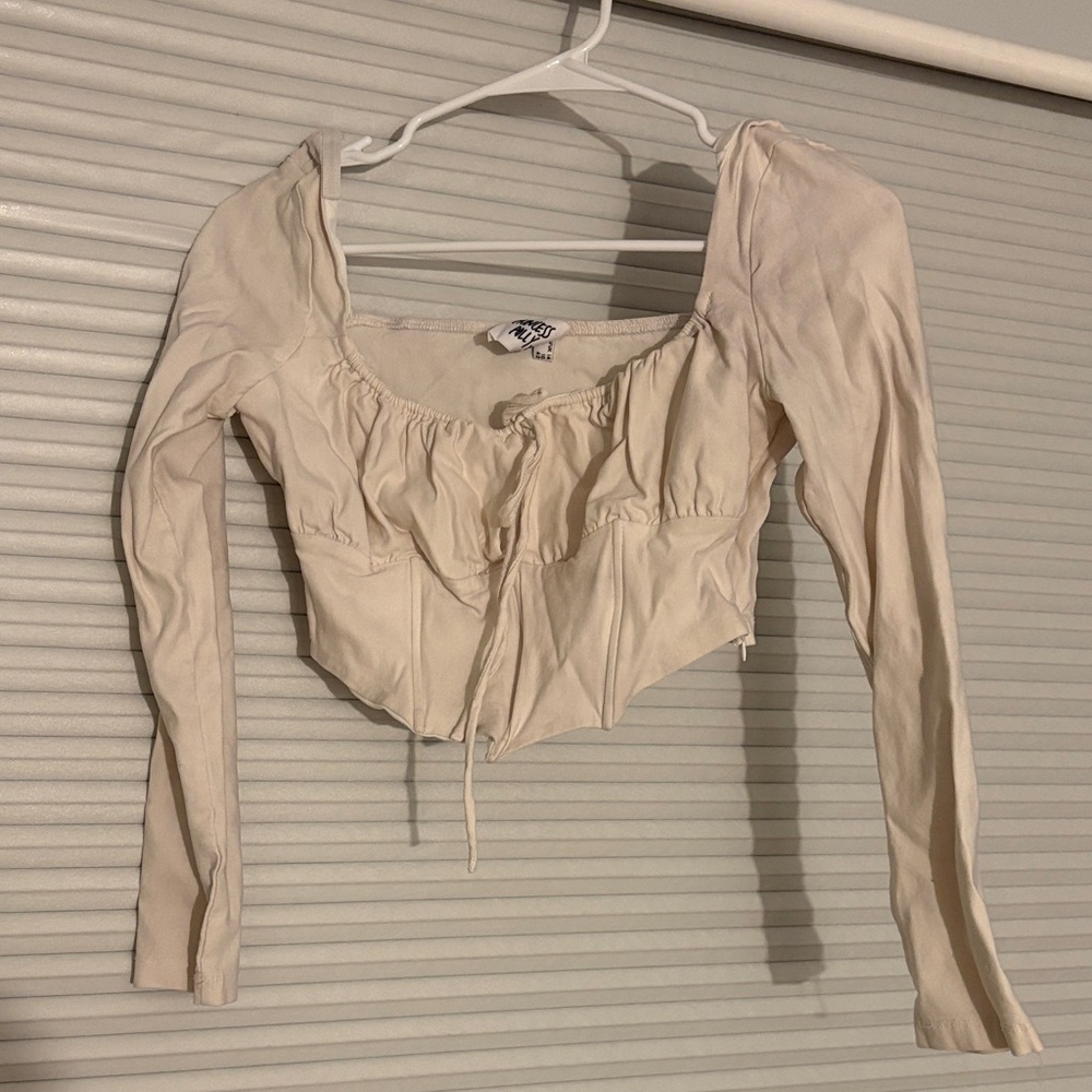 Princess Polly Cream Long Sleeve Blouse